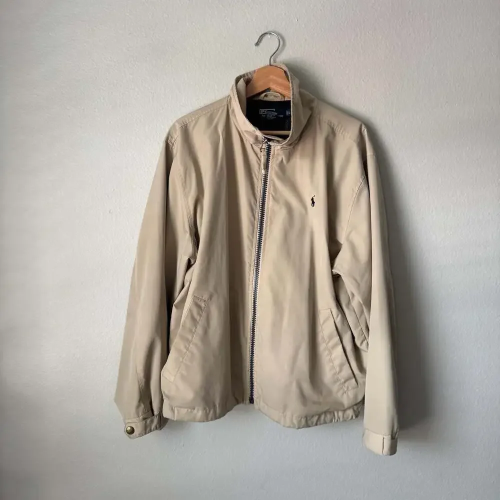 Vintage Polo Ralph Lauren Harrington Jacket Beige Tan Men’s Large Pony 90s